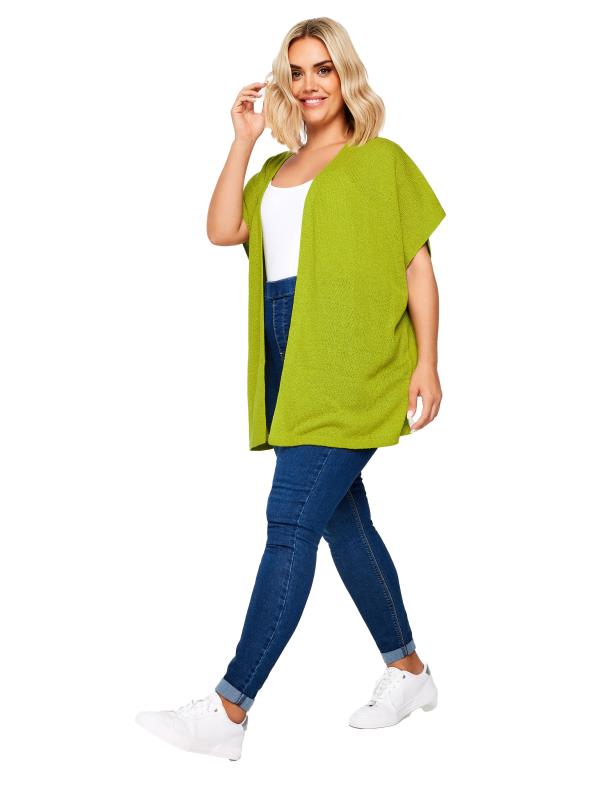 YOURS Plus Size Chartreuse Green Short Sleeve Cardigan | Yours Clothing 6